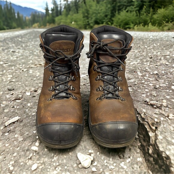 Rocky Men 5” Work Hiker Brown Boot 11.5 Waterproof Composite Toe Leather RKK0245 - Picture 1 of 16